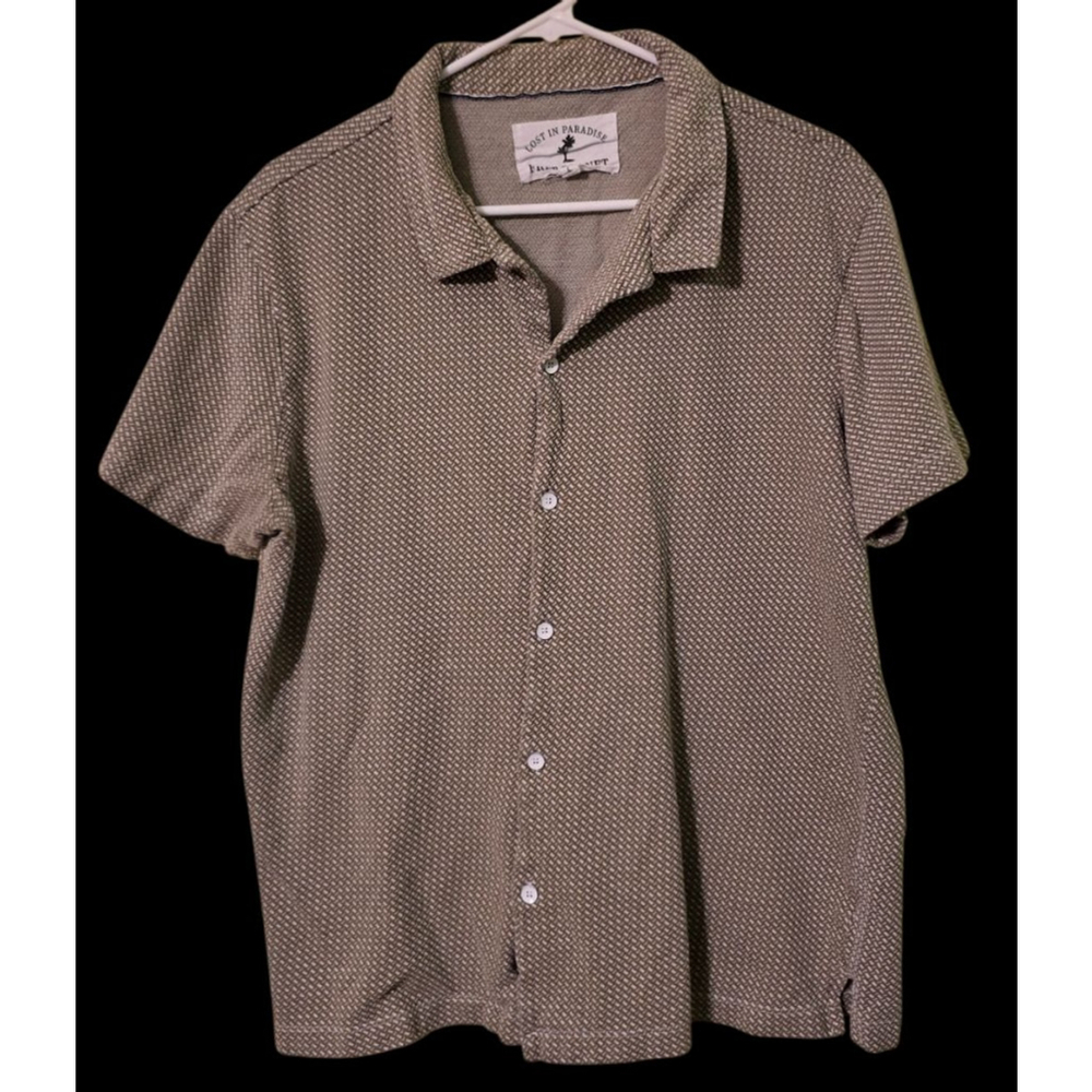 Men's‎ Free Planet Brown & White Patterned Casual Button Down Shirt L
